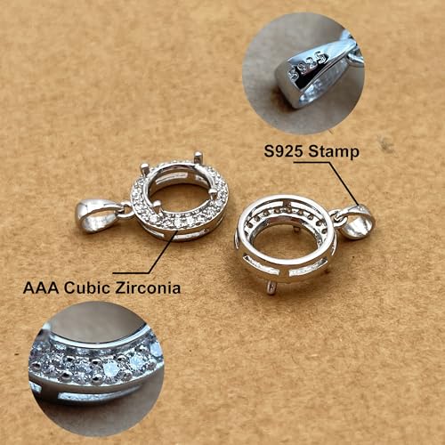925 Sterling Silver Pendant Blank Prong Settings 4 Claws Jewelry Base Mounting V8931