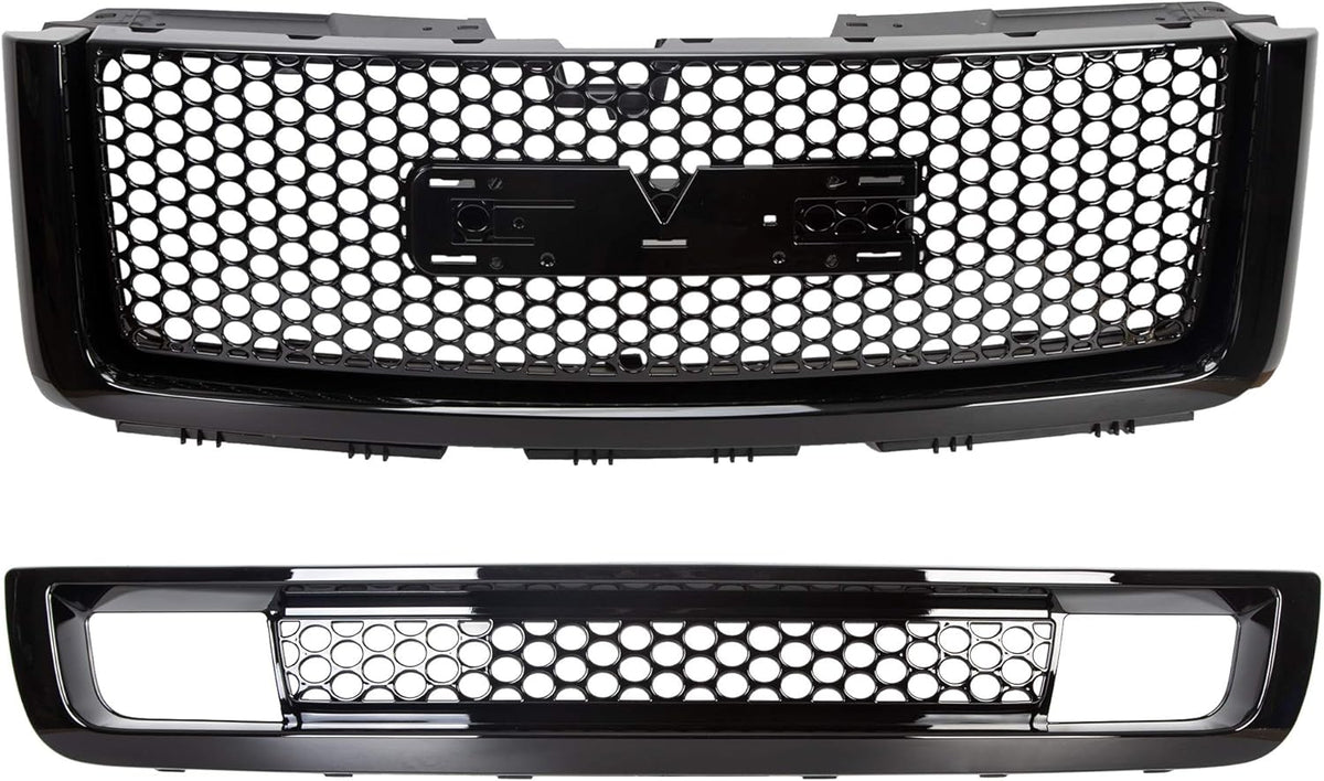 Black Center Front Bumper Upper Grille P6986