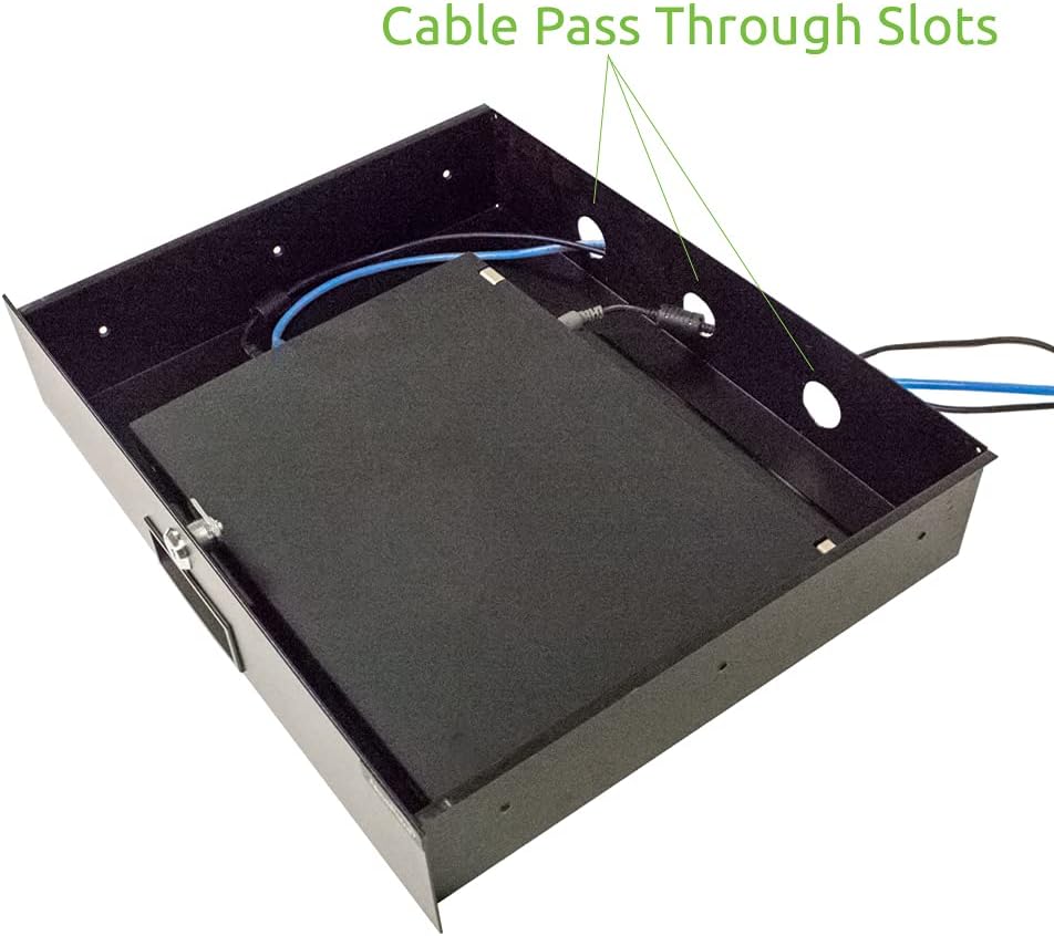 2U Black Rack Mount Drawer with Lock and Key W1742