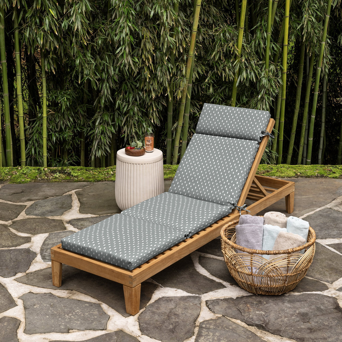 Outdoor Chaise Cushion 72 x 21, Stone Grey Dot S88867