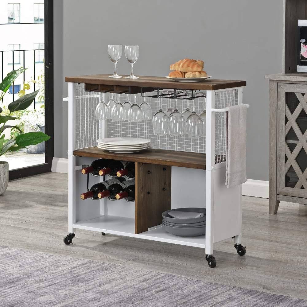 White Farmhouse Kitchen Cart P728