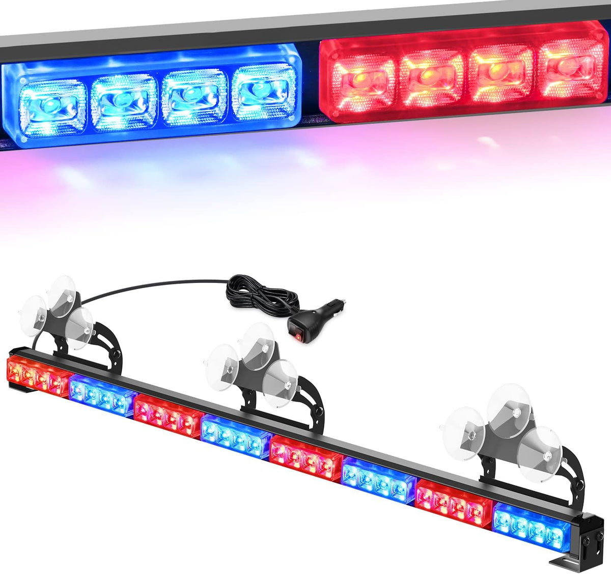 35Inch 32LED Emergency Strobe Light Bar with Cigar Lighter, Pack of 2 W999