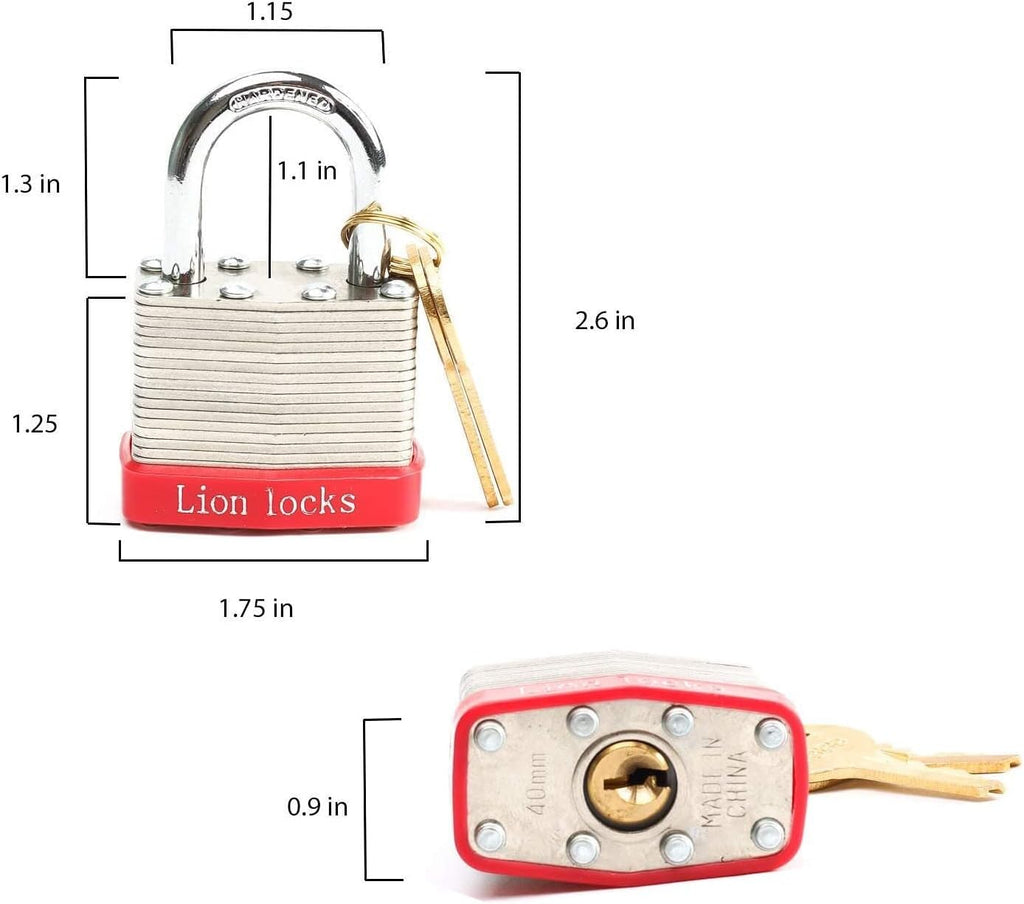 24 Keyed-Alike Padlocks with 1.25” Shackle, 48 Keys, Hardened Steel Case, Brass Cylinder U8325