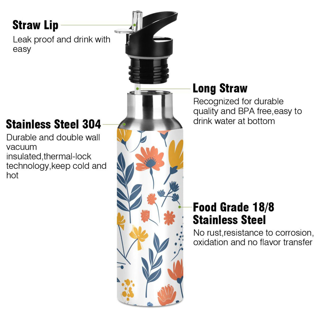 20 oz Insulated Stainless Steel Water Bottle with Straw Lid D1171