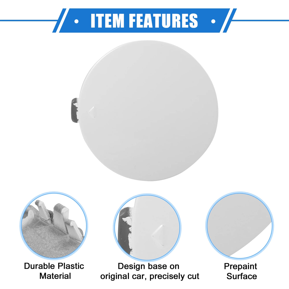 Car Tow Hook Eye Hole Cover Cap White Front Right Bumper H552