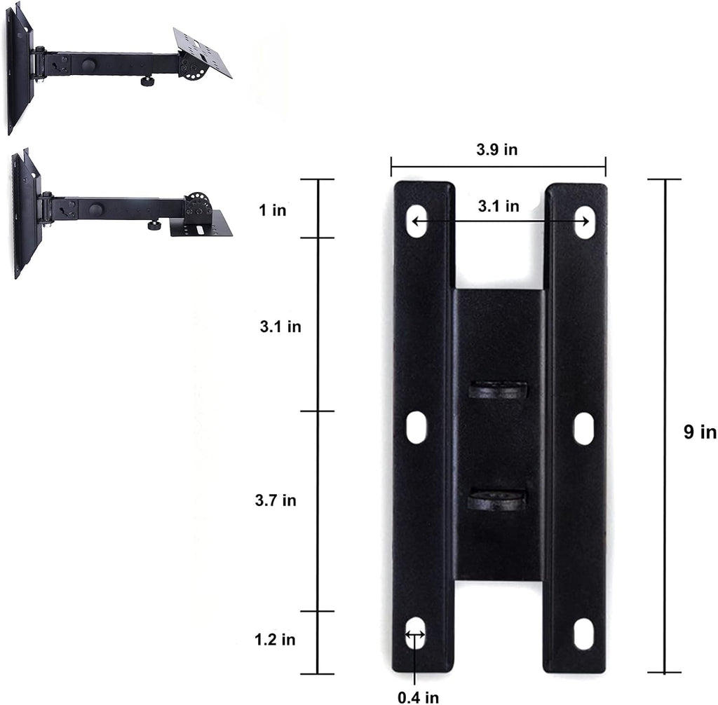 Black Speaker Wall Mount Stand Bracket, 100 lbs Capacity, 2 Packs Q647