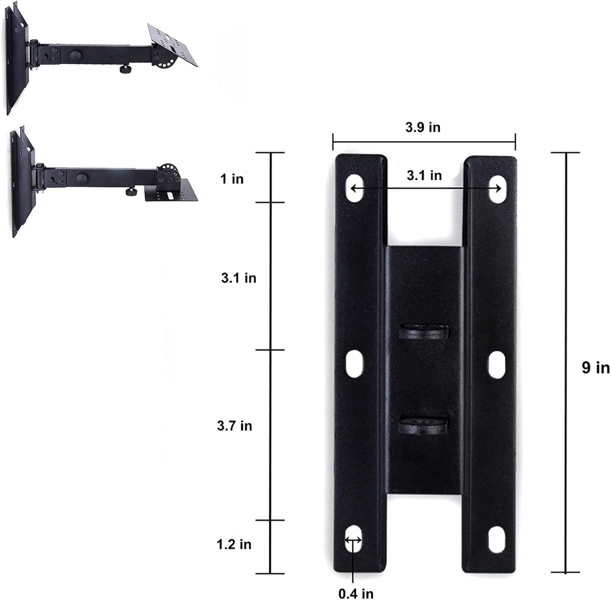 Black Speaker Wall Mount Stand Bracket, 100 lbs Capacity, 2 Packs Q647