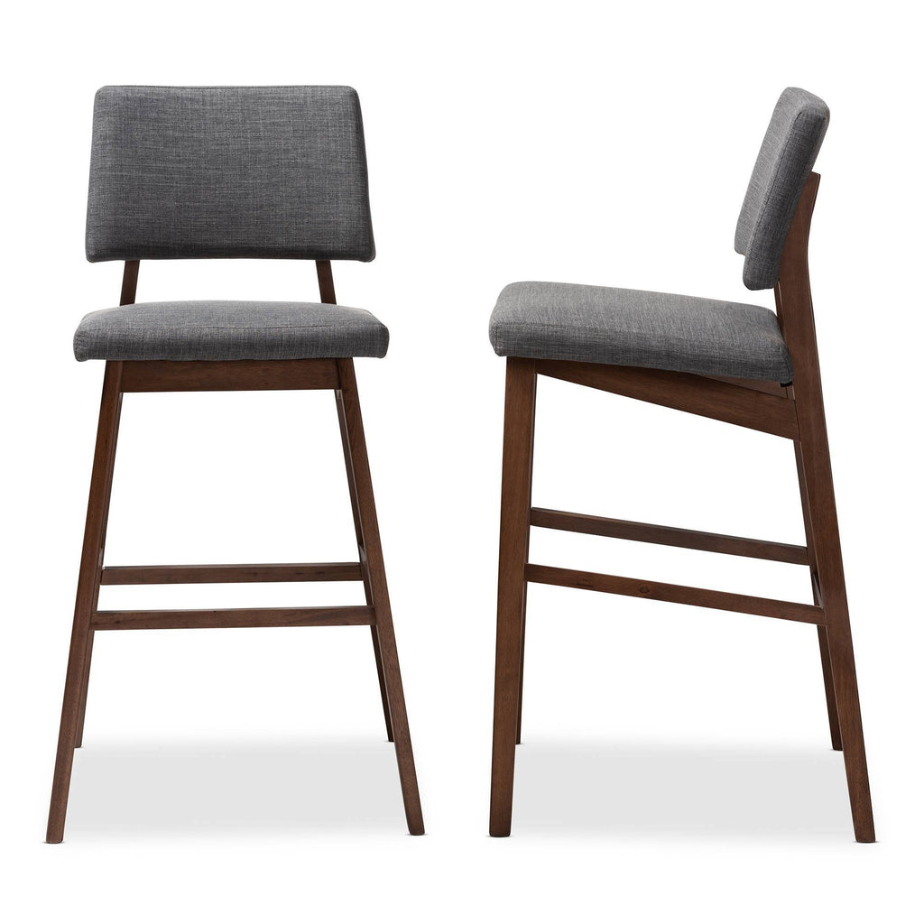 Dark Gray and Walnut Bar Stool Set of 2 P421583