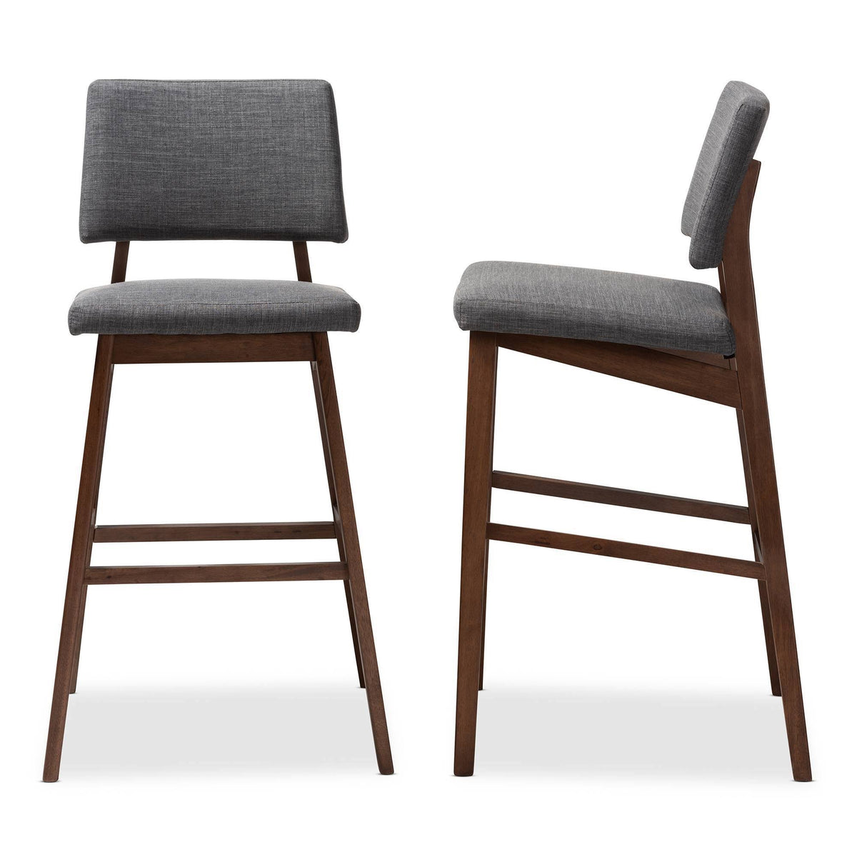 Dark Gray and Walnut Bar Stool Set of 2 P421583