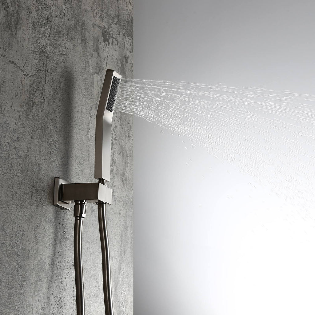 Brushed Nickel 10x22 Shower Set Rainfall Shower Head Handheld Spray E567967