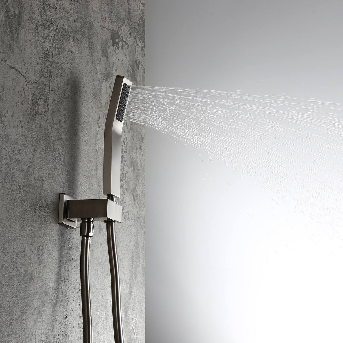 Brushed Nickel 10x22 Shower Set Rainfall Shower Head Handheld Spray E567967