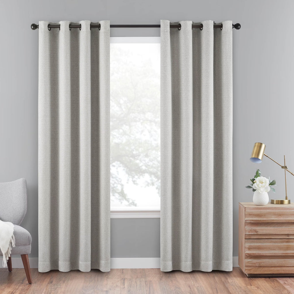 Light Grey 100% Blackout Grommet Top Curtain Panel, 40x63 C82170