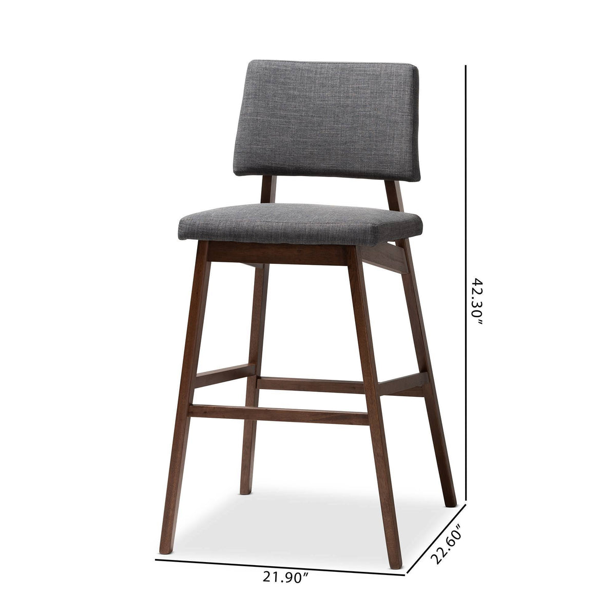 Dark Gray and Walnut Bar Stool Set of 2 P421583