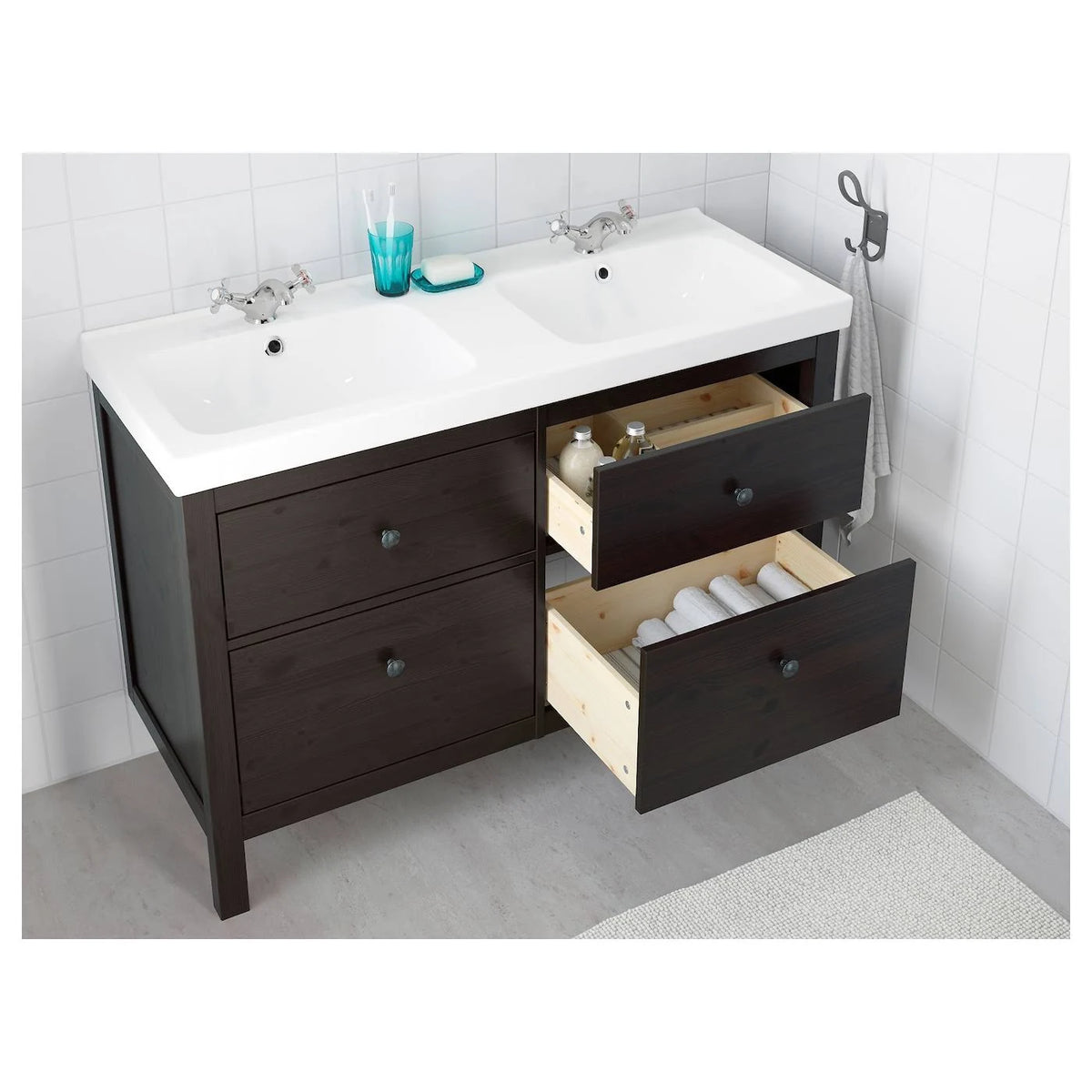 Black-Brown 4 Drawer Sink Cabinet W6854