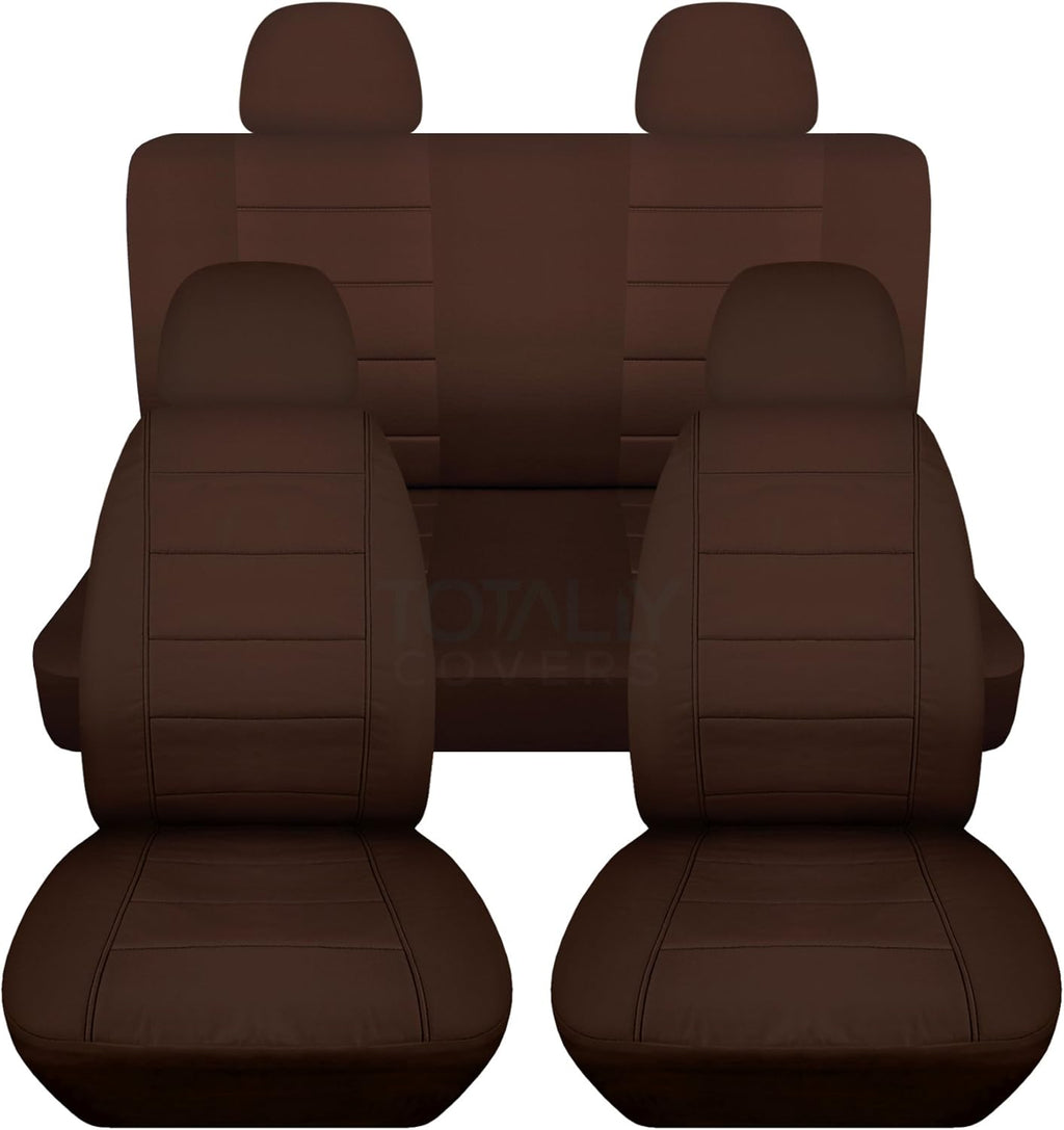 Charcoal Solid Car Seat Covers Full Set with 4 Headrest Covers A961