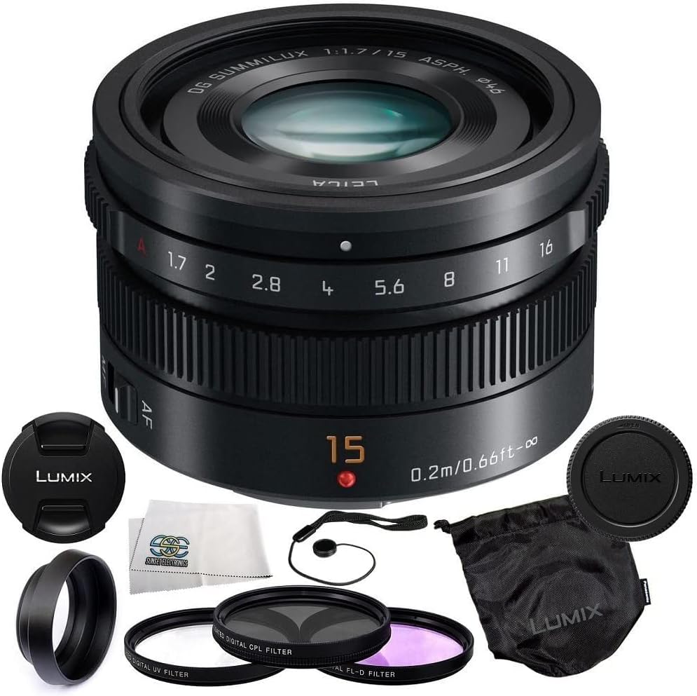 Black 15mm f/1.7 Micro Four Thirds Lens + 5 Piece Accessory Kit I181