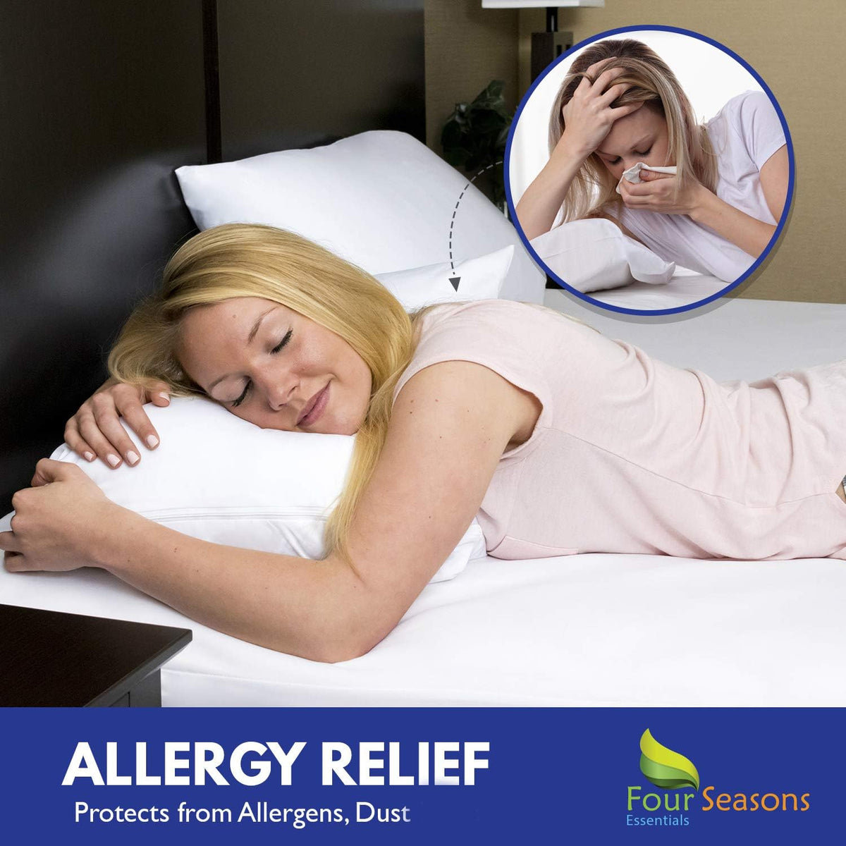 Queen Size Zippered Waterproof Cotton Terry Mattress Protector I97429