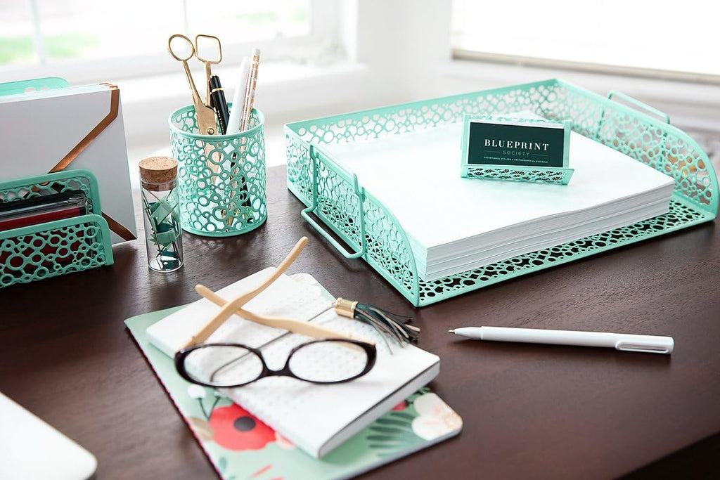 Mint Green 5 Piece Desk Organizer Set V176572