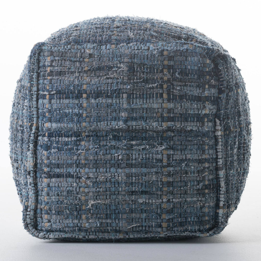 Blue Fabric Pouf Ottoman B354944