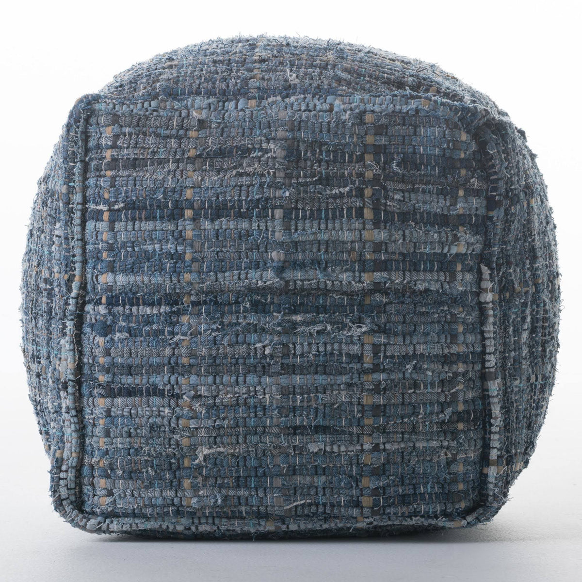 Blue Fabric Pouf Ottoman B354944