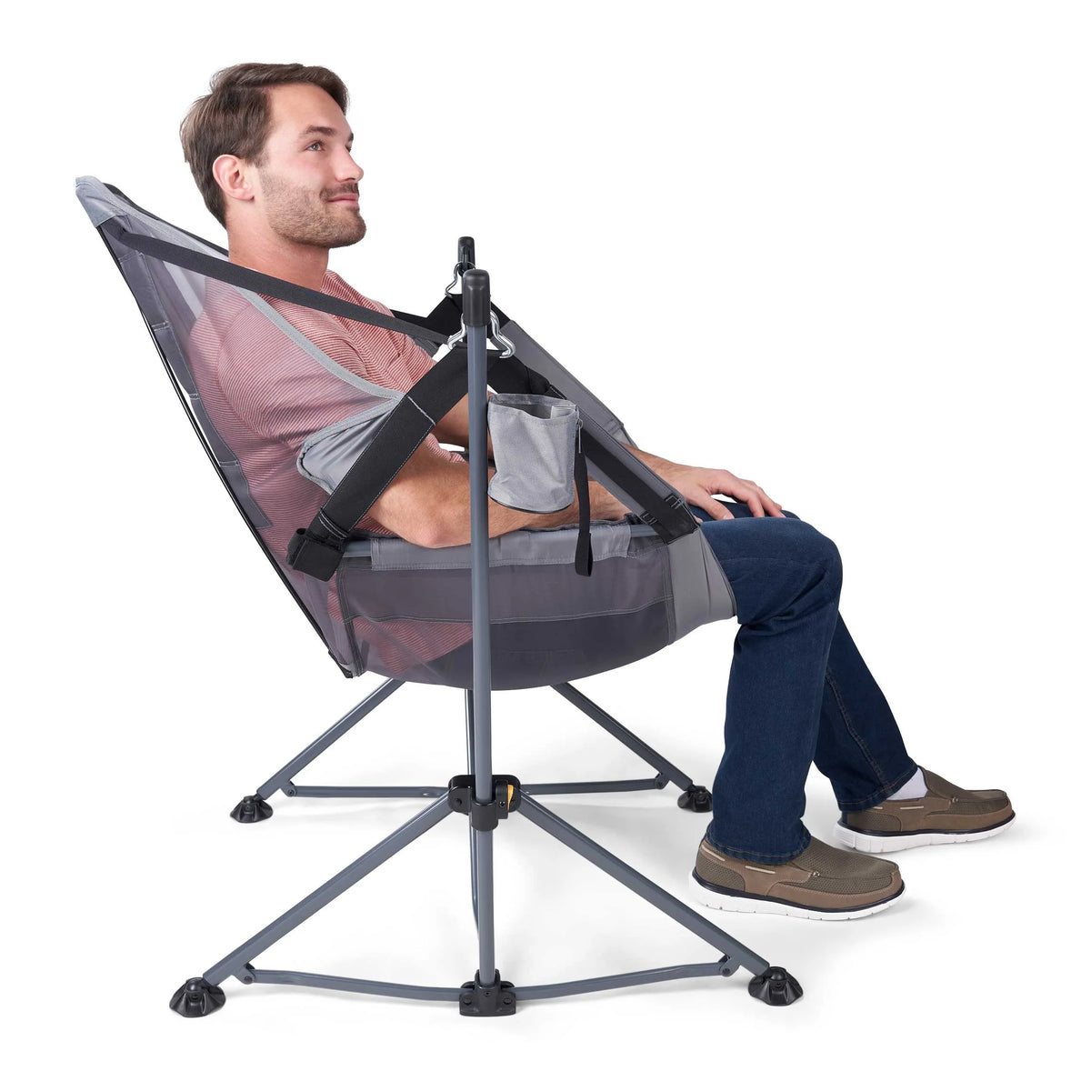 Reclining Mesh Hammock Chair, Gray, Polyester F343