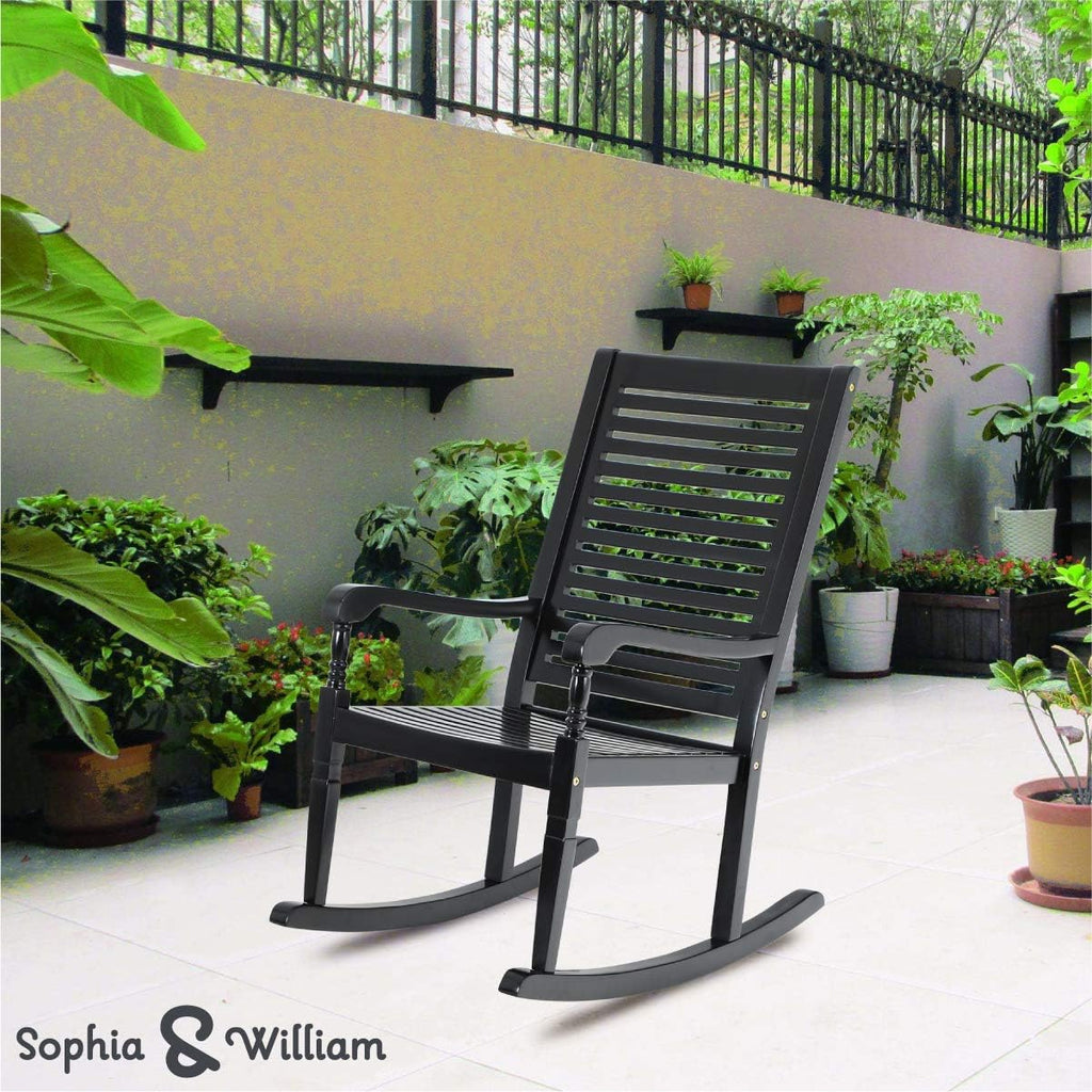 Black Acacia Wood Rocking Chairs Set of 2 U10172