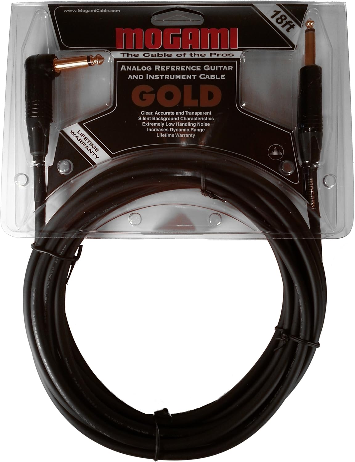 6 Foot Guitar Instrument Cable with Right Angle and Straight Connectors V6789