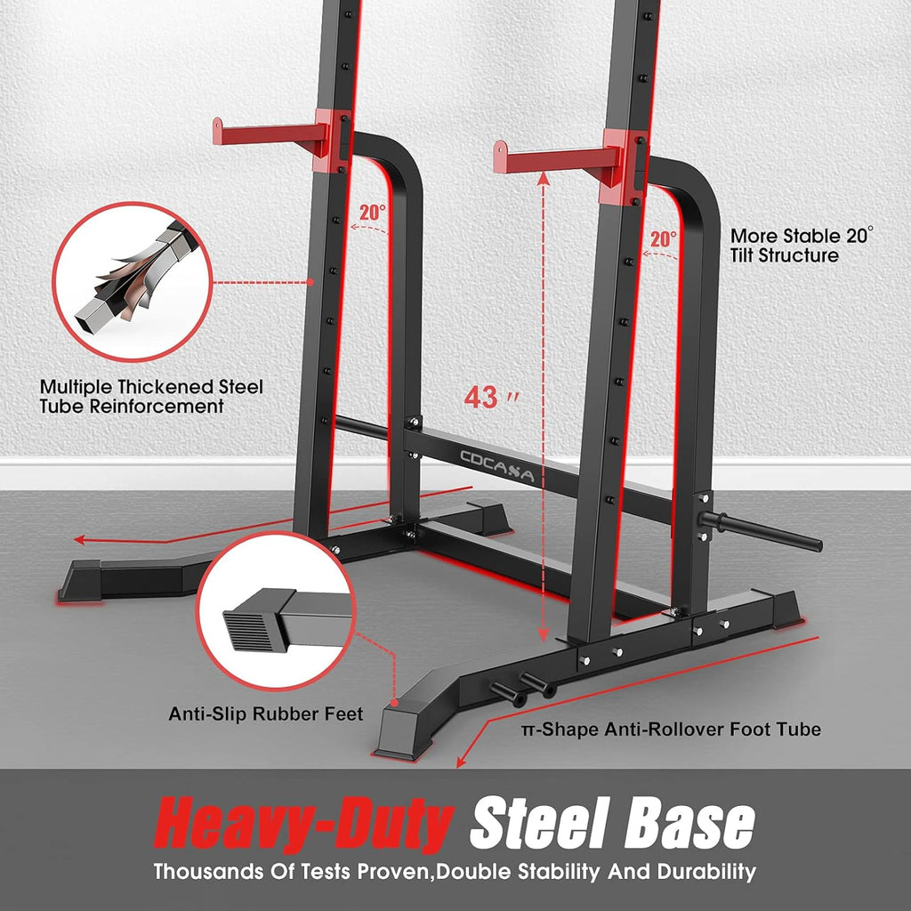 Power Squat Rack Cage with Pull Up Bar J35362