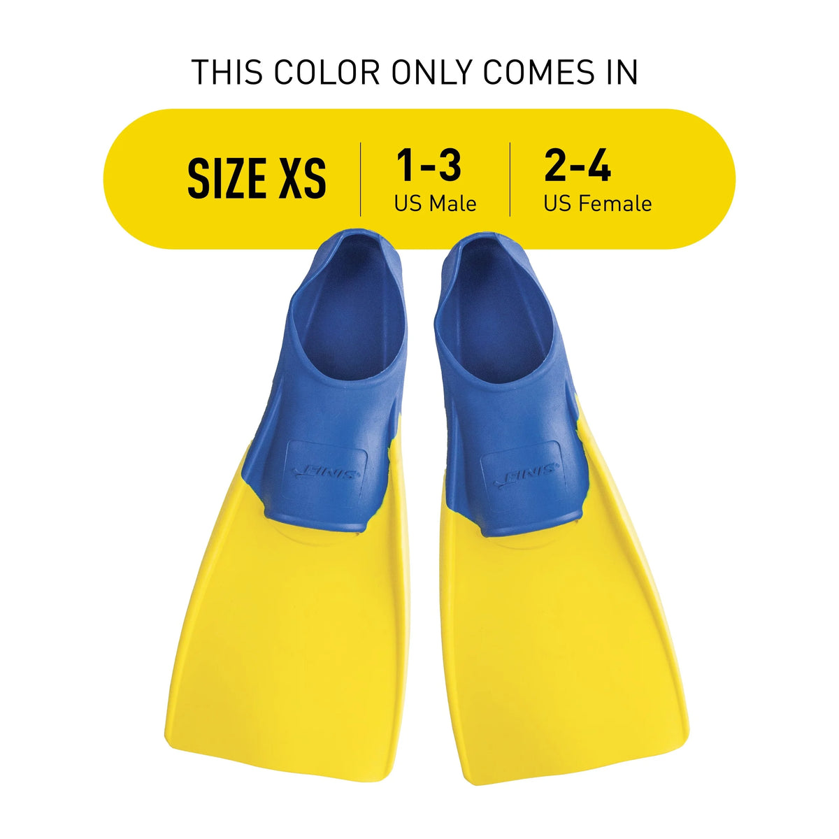 Swimming Fins for Men, Women, and Kids, Adult XS, Blue/Yellow D611150