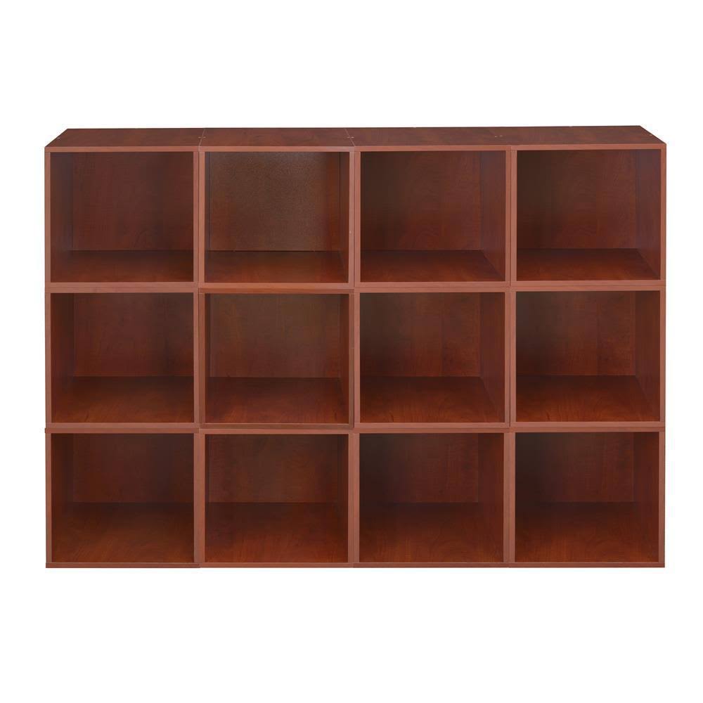 Cherry Wood 12-Cube Storage Organizer I178033