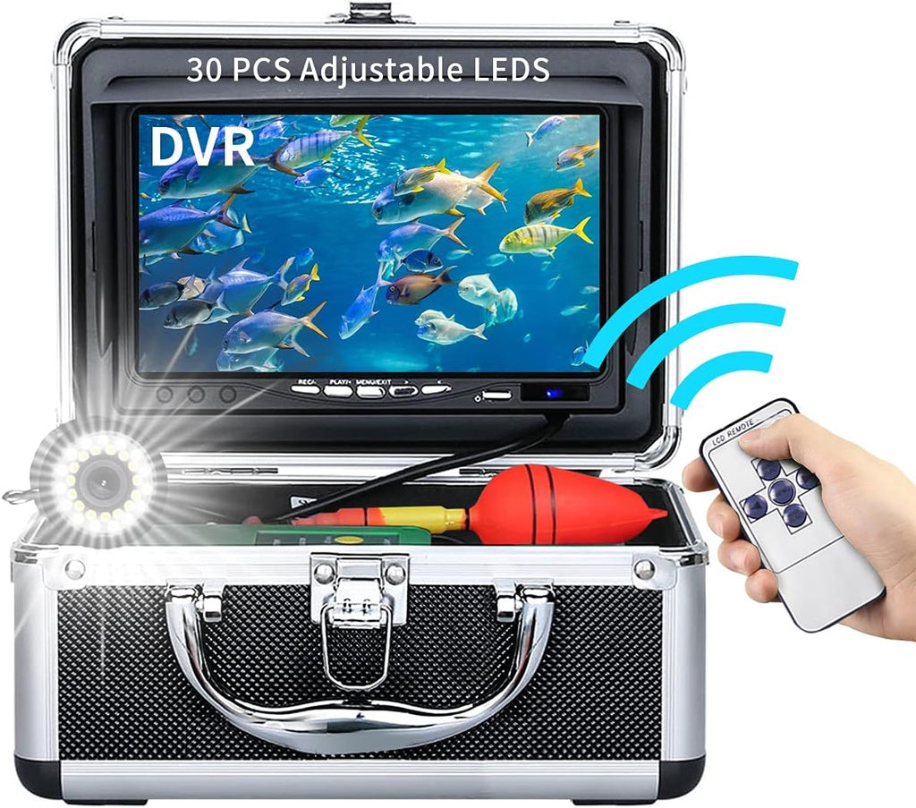 Portable Underwater Fishing Camera with 30 LEDs and 7inch 1080P IPS Monitor with DVR 16GB SD Card (30M) K854793