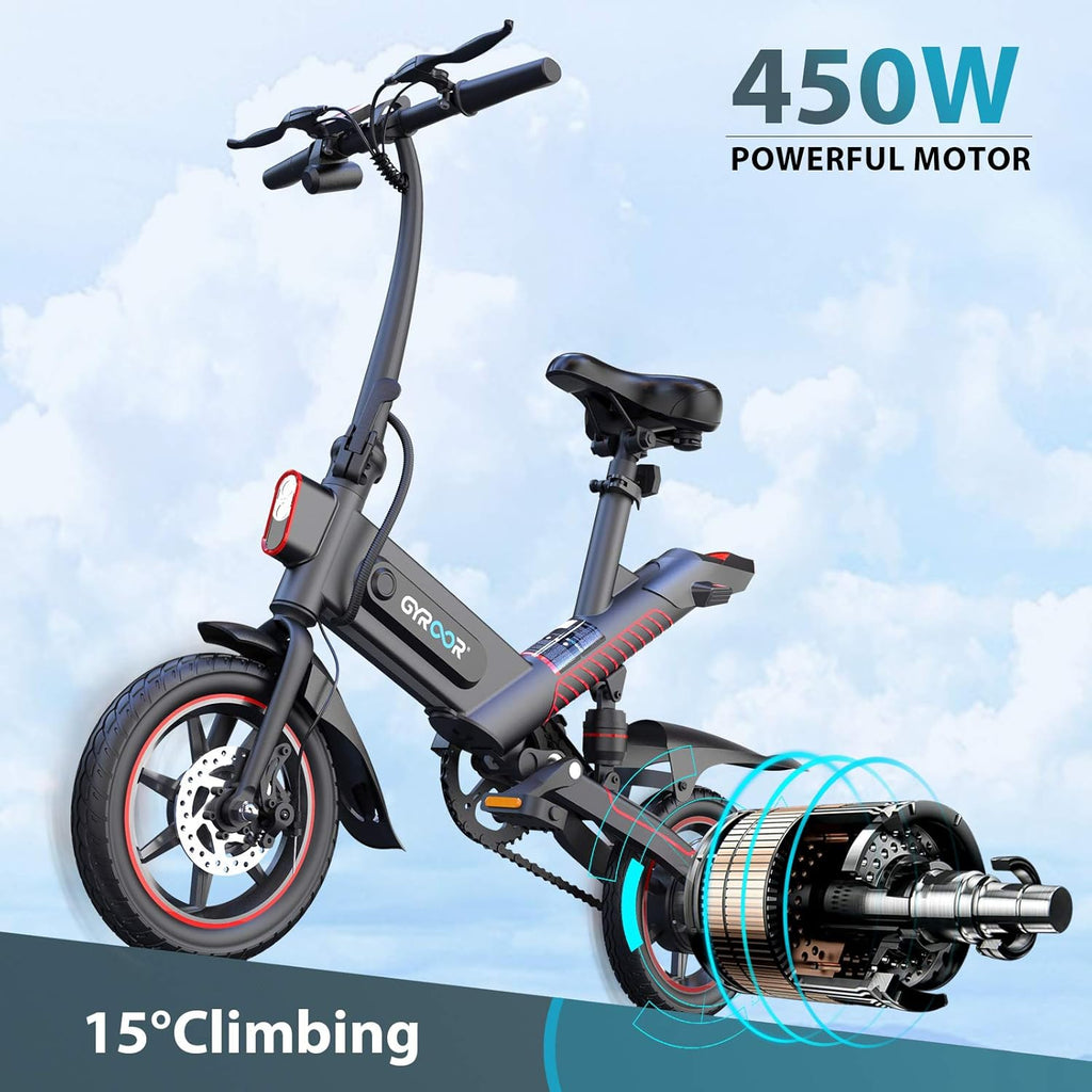Electric Bike with 14in Air-Filled Tires, Dual Disc Braking, 3 Riding Modes U6047