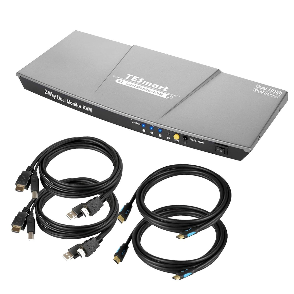 Dual Monitor KVM Switch 2 Port 4K @ 60Hz S475