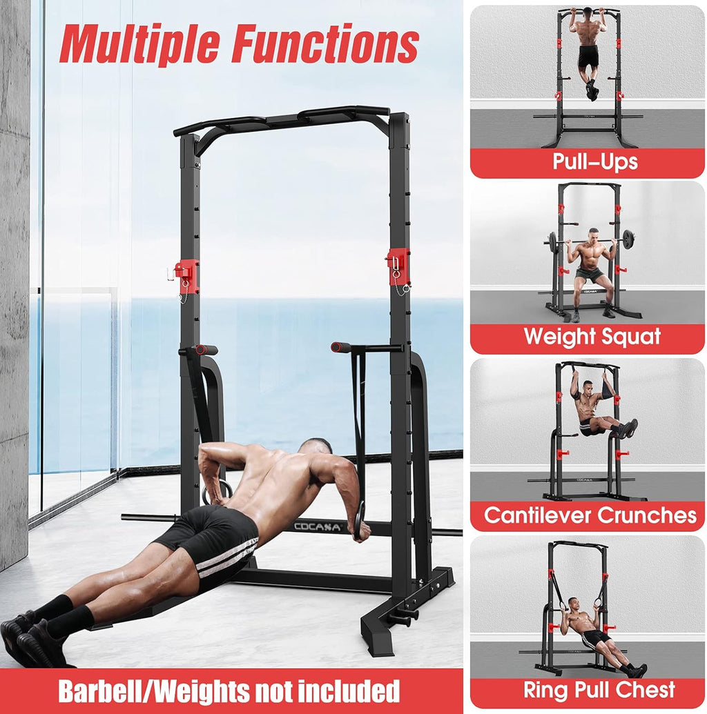 Power Squat Rack Cage with Pull Up Bar J35362
