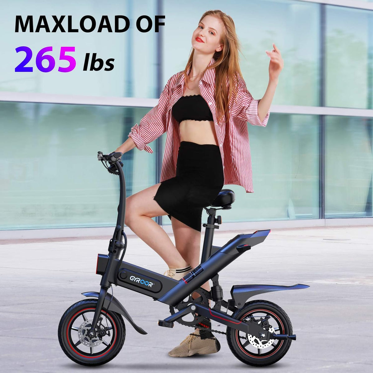 Electric Bike with 14in Air-Filled Tires, Dual Disc Braking, 3 Riding Modes U6047