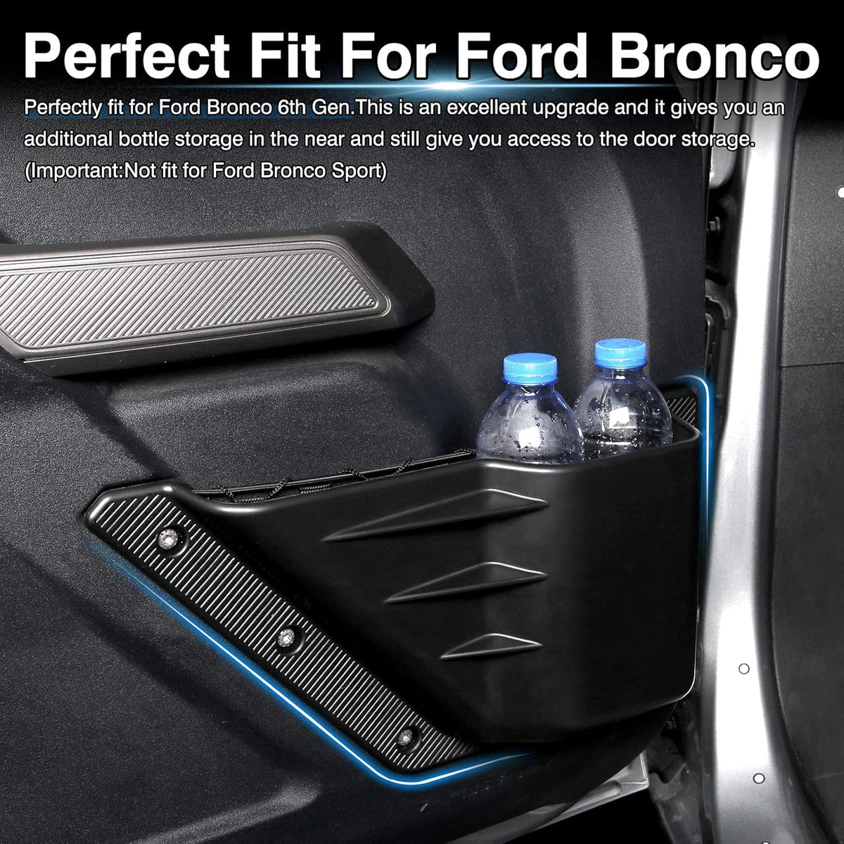 Black 2PCS Front Door Storage Box for Ford Bronco 4-Door L436