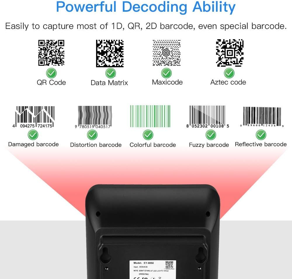 2D QR Barcode Scanner with Big Scan Window V4727