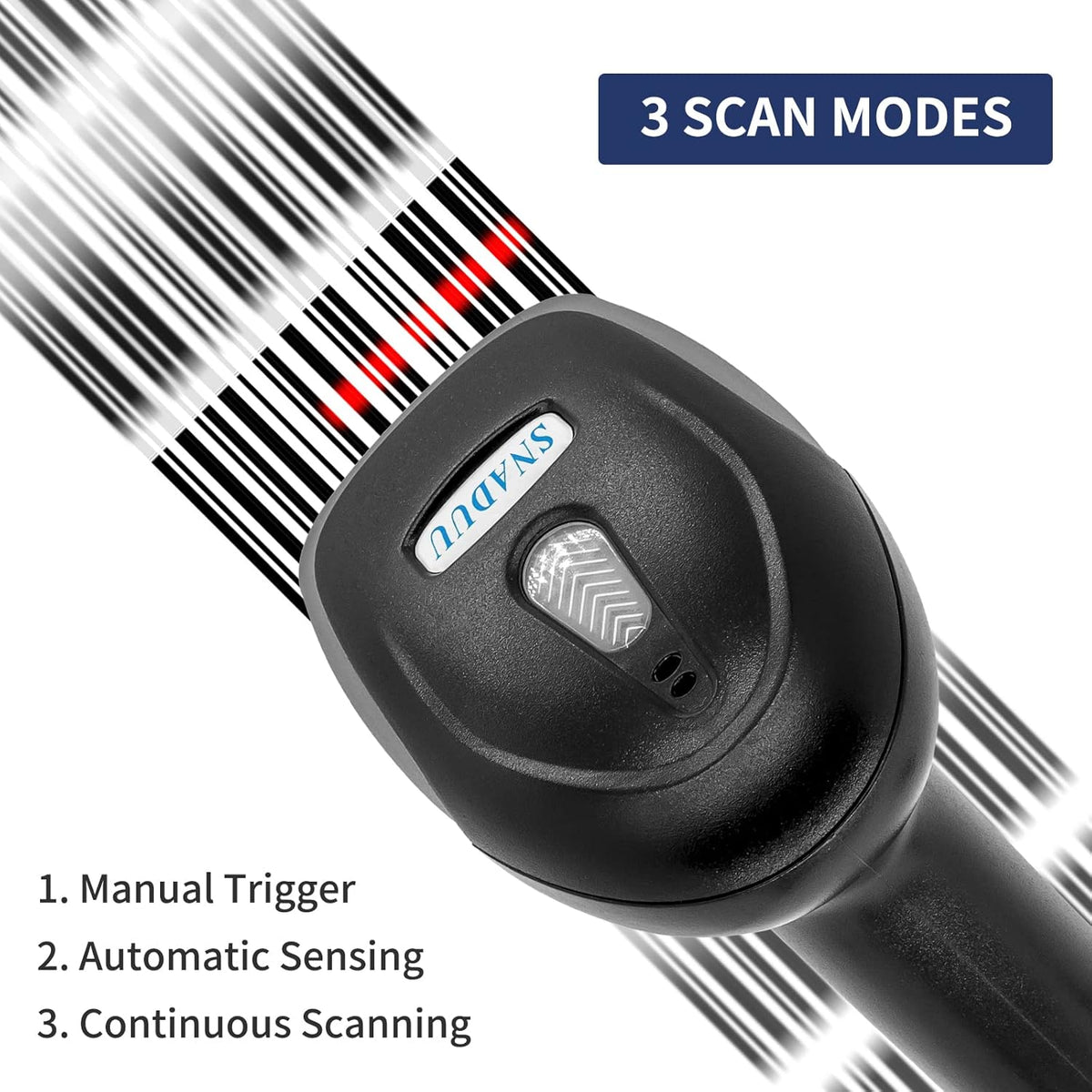 Bluetooth Barcode Scanner 2D QR Code, Handheld Barcode Reader Automatic Scan 1D PDF417 Datamatrix J9236