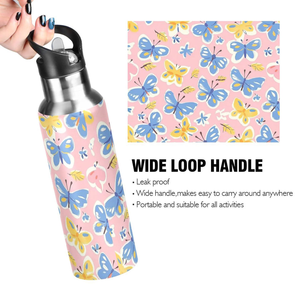Pink Insulated Stainless Steel Water Bottle with Straw Lid 20 oz R8524