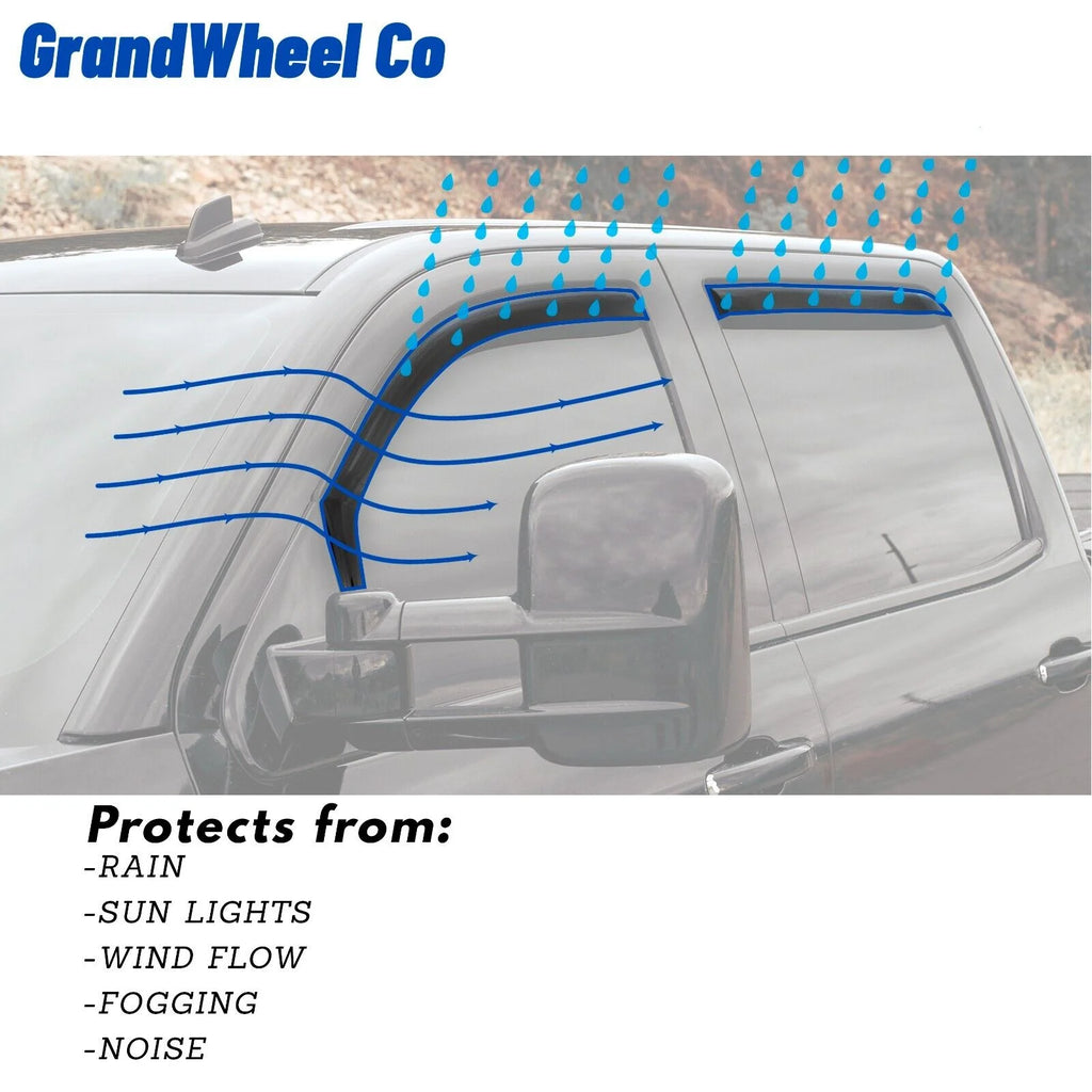 Smoke Tinted In-channel Side Window Vent Visor Deflectors Rain Guards 4 pcs H130310