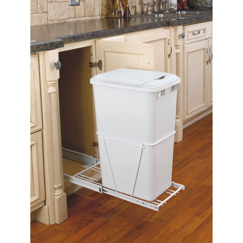 White Plastic Pull Out Trash Can P758694