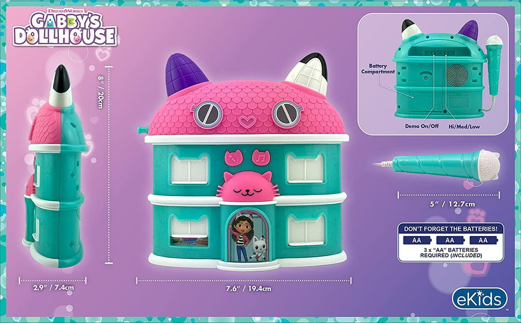Gabby Sing Along Boom Box Speaker with Microphone, Karaoke Machine with Built in Music and Sound Effects M64657