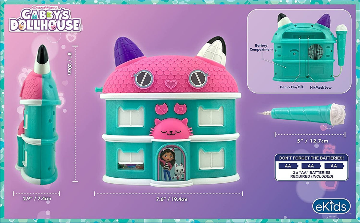 Gabby Sing Along Boom Box Speaker with Microphone, Karaoke Machine with Built in Music and Sound Effects M64657