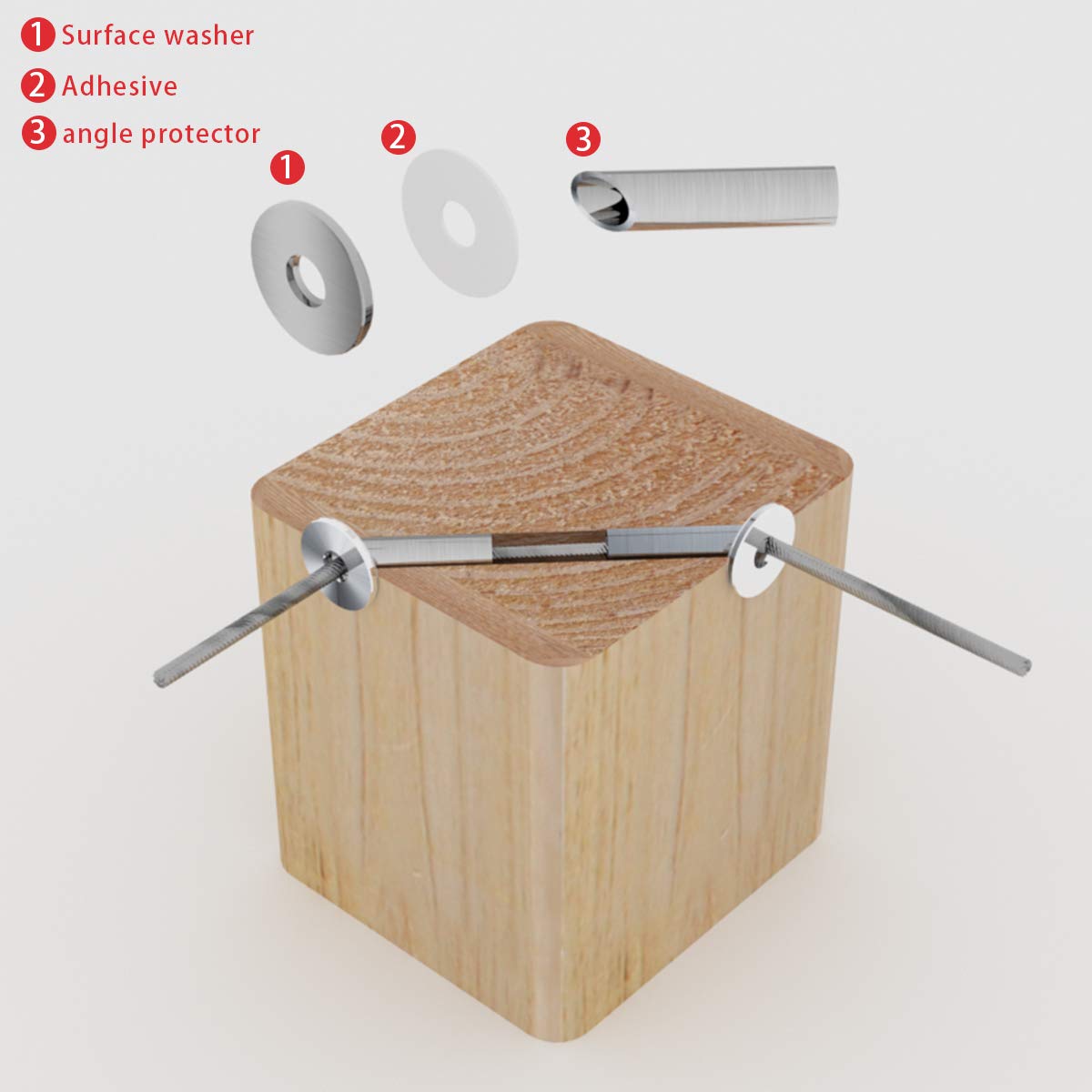 50Pack Cable Railing Kit Angled Protective Grommet for 90 Degree Corner 45 Degree L Shape Protector Sleeve for 1/8 Wire Rope Wood Posts T316 Stainless Steel I505906