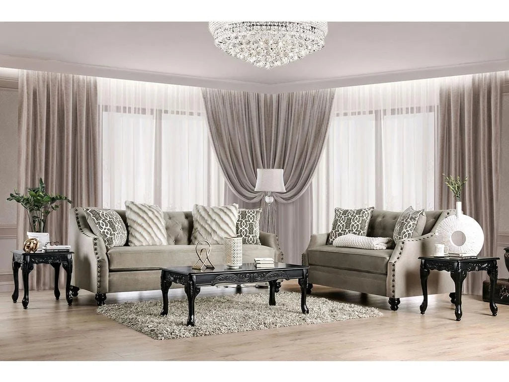 Light Brown Chenille Sofa and Loveseat T893369