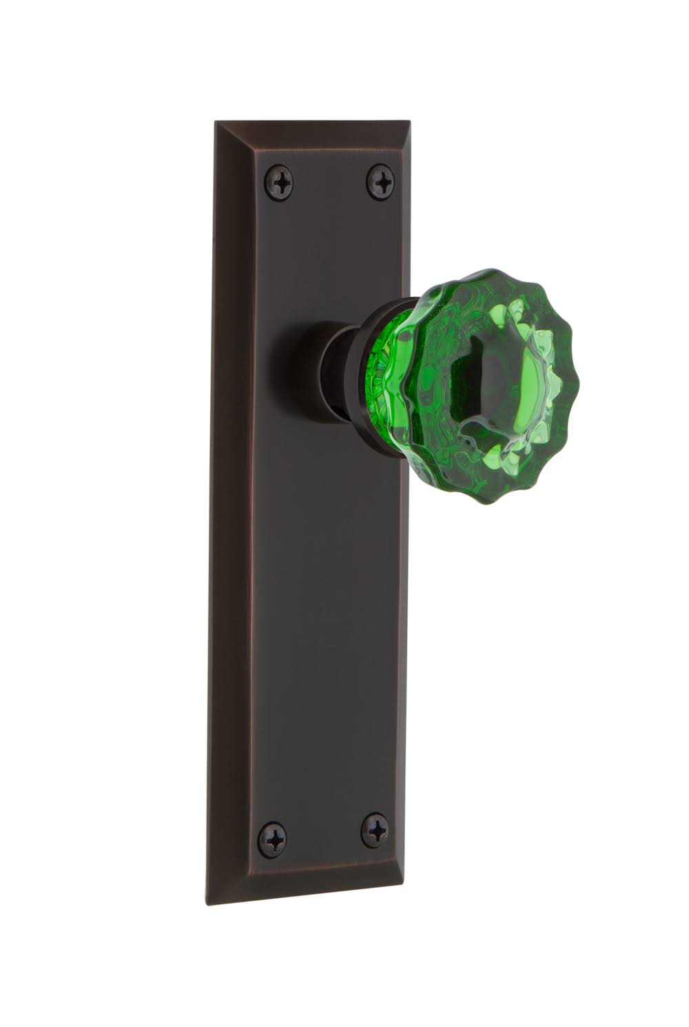 Crystal Emerald Glass Door Knob in Timeless Bronze B695686