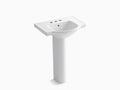 White 24 In. Pedestal Bathroom Sink with 4 In. Centerset Faucet Holes U1574