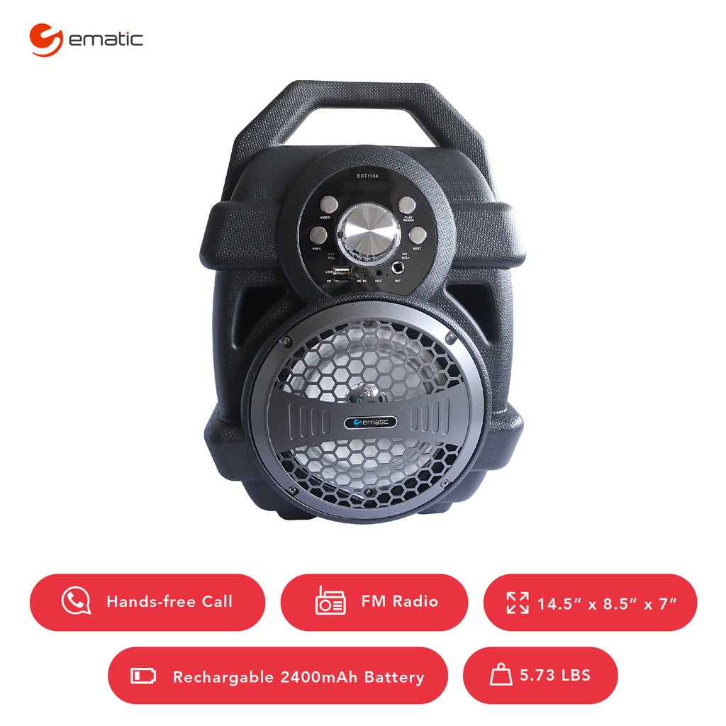 Black Portable Bluetooth Speaker with FM Transmitter M849472