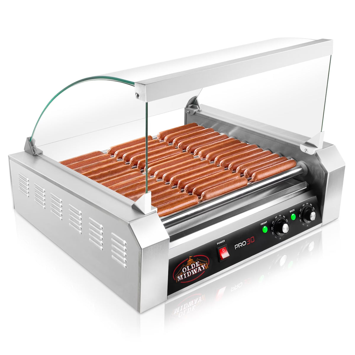30 Hot Dog 11 Roller Grill Cooker Machine 1200-Watt With Cover A95736