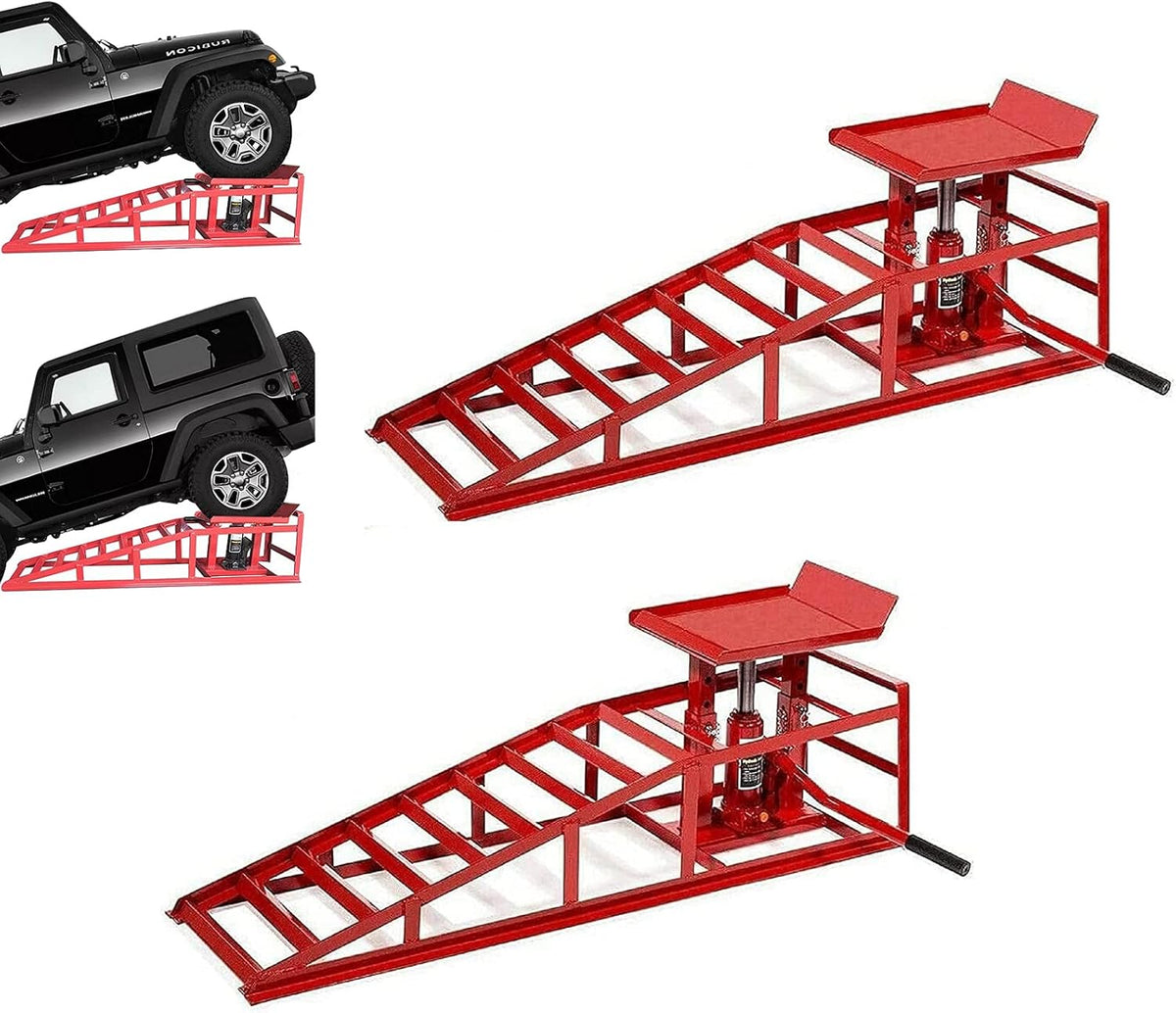 2PCS Heavy Duty Hydraulic Car Ramps Lift T94218